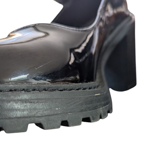 Y2K Chunky Madden NYC Steve Madden Sz 8 Black Patent Block Heel Mary Jane Shoes - Picture 9 of 9